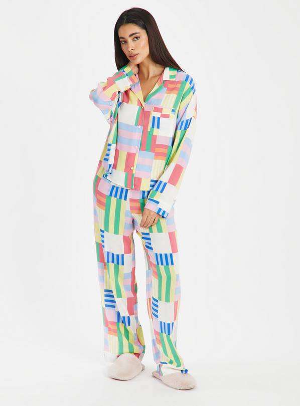 Abstract Bright Stripe Traditional Pyjamas 10